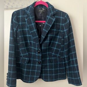 Talbots Women’s Wool Windowpane Check Blazer 10 Petite